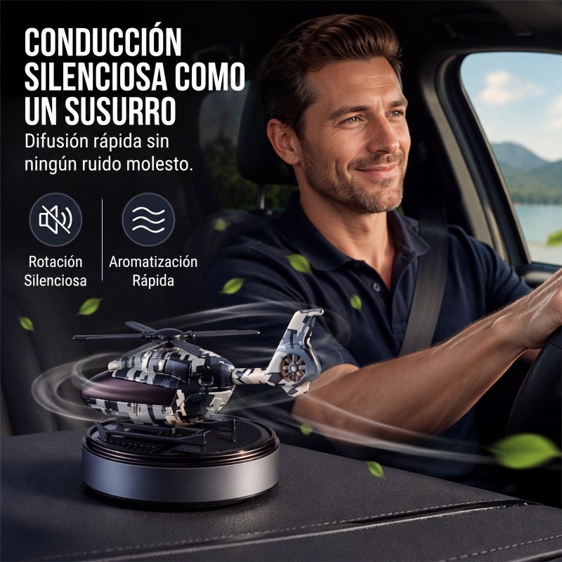 Difusor de aroma para coche en forma de helicóptero giratorio con energía solar