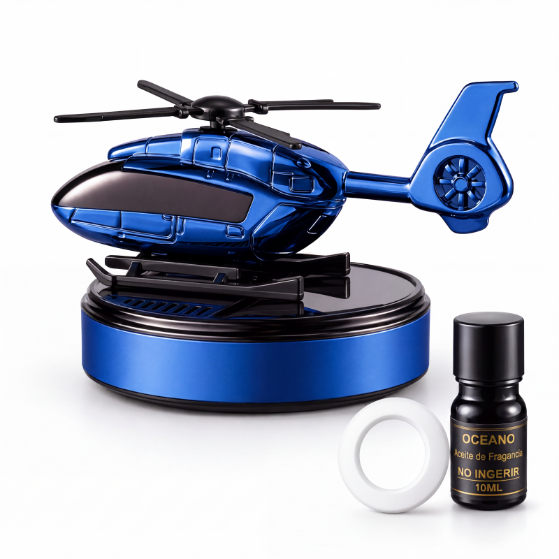 Difusor de aroma para coche en forma de helicóptero giratorio con energía solar