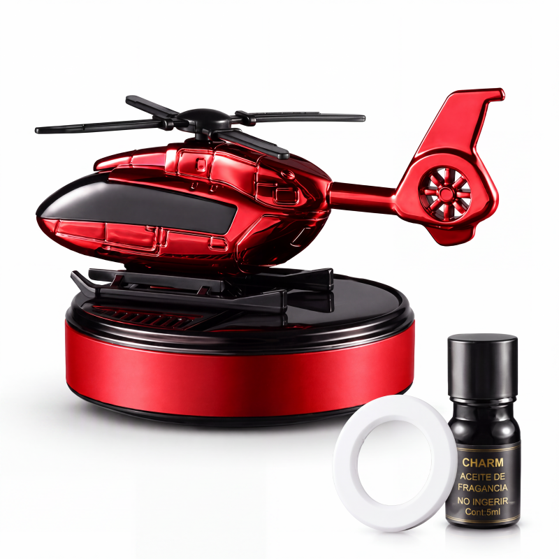 Difusor de aroma para coche en forma de helicóptero giratorio con energía solar