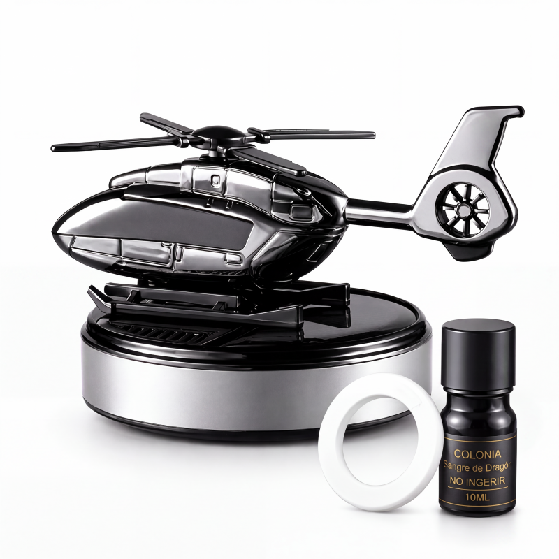Difusor de aroma para coche en forma de helicóptero giratorio con energía solar