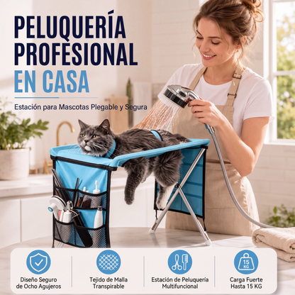 🐕🔥Oferta por tiempo limitado solo para España! 🛋️ Cama de aseo para mascotas plegable 2 en 1 – Superficie de aseo estable y cama de descanso cómoda – Cuida tu espalda durante el corte de uñas y el secado 💪✨