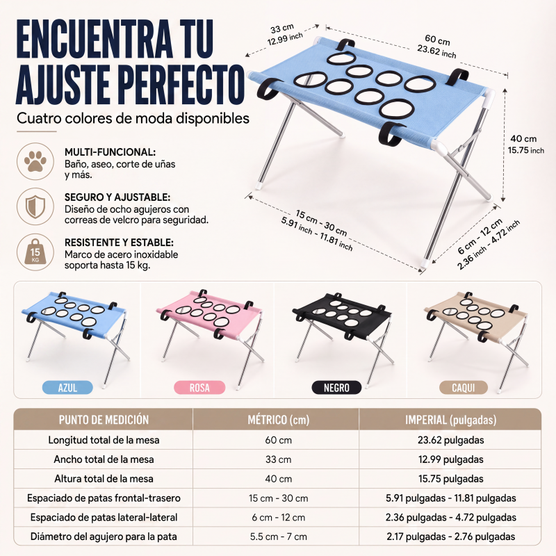 🐕🔥Oferta por tiempo limitado solo para España! 🛋️ Cama de aseo para mascotas plegable 2 en 1 – Superficie de aseo estable y cama de descanso cómoda – Cuida tu espalda durante el corte de uñas y el secado 💪✨