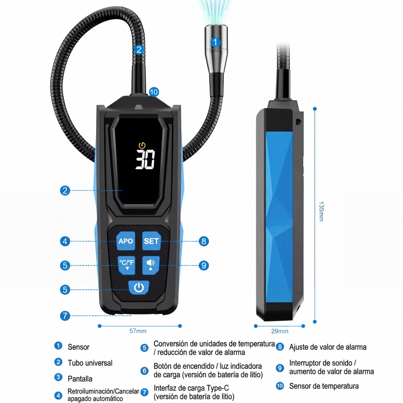 🧪 ¡50% DE DESCUENTO AHORA! ❄️ Detector de fugas de halógenos: sonda de alta sensibilidad, multigas y flexible 🔍