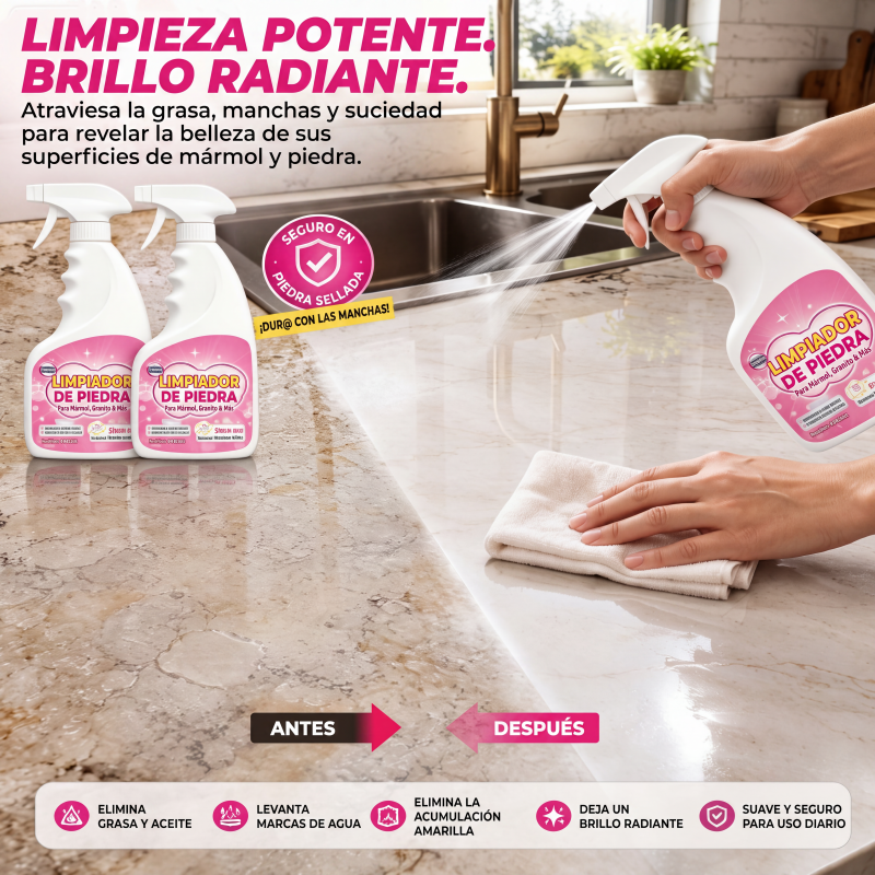 ✨ Limpiador y abrillantador de piedra: elimina las manchas, aporta brillo y deja un fresco aroma floral!