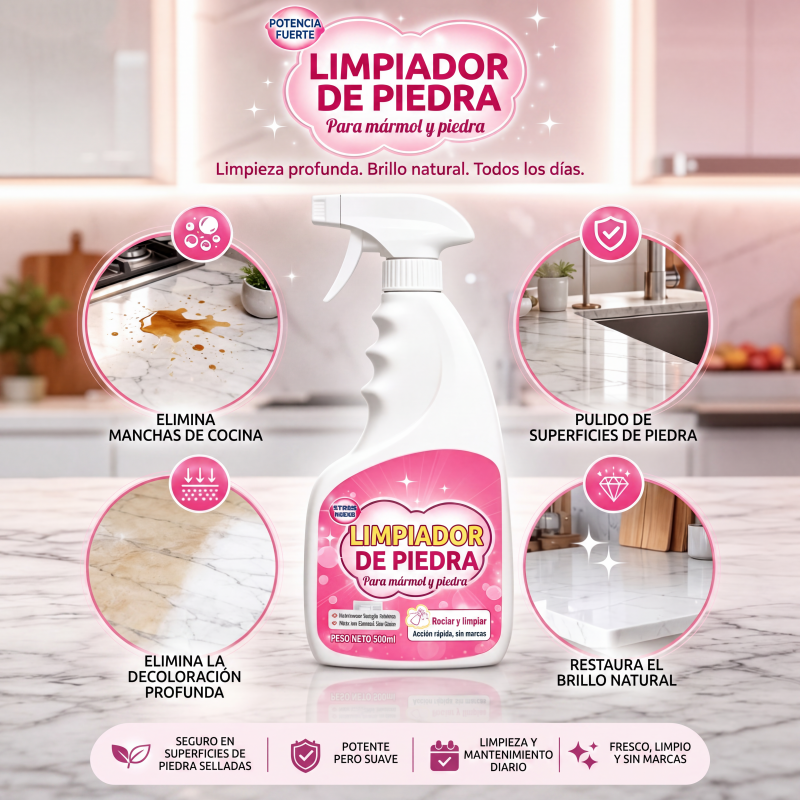 ✨ Limpiador y abrillantador de piedra: elimina las manchas, aporta brillo y deja un fresco aroma floral!