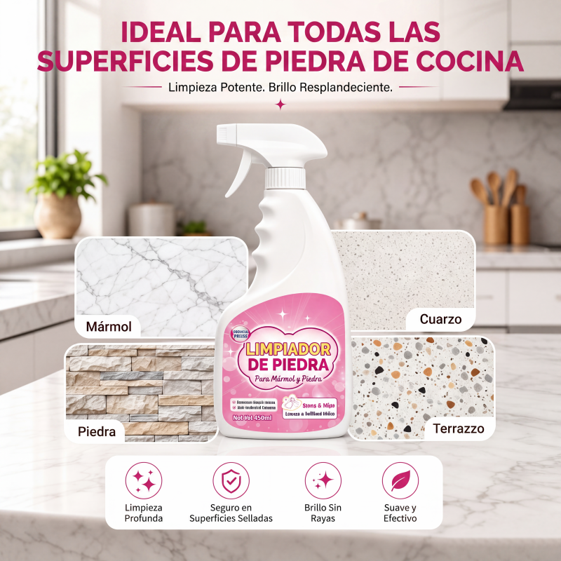 ✨ Limpiador y abrillantador de piedra: elimina las manchas, aporta brillo y deja un fresco aroma floral!
