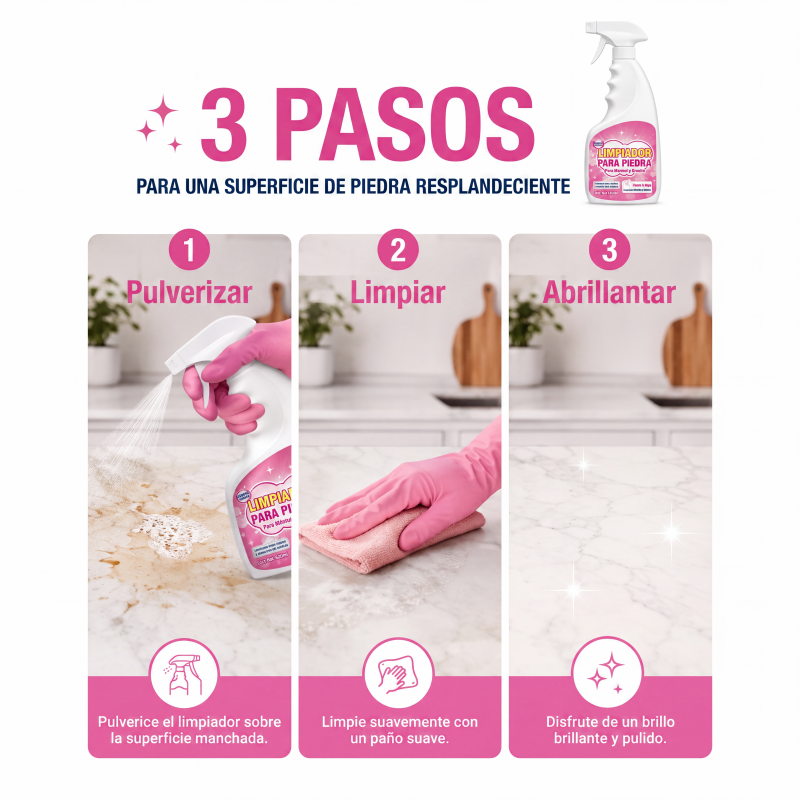 ✨ Limpiador y abrillantador de piedra: elimina las manchas, aporta brillo y deja un fresco aroma floral!