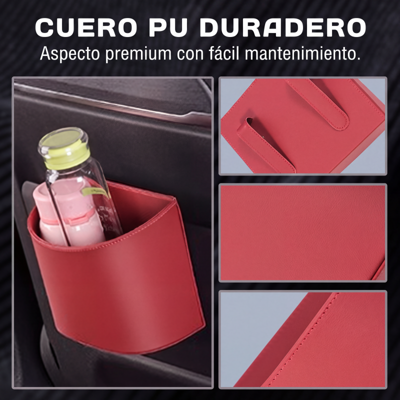 Portavasos universal de cuero para puerta de coche