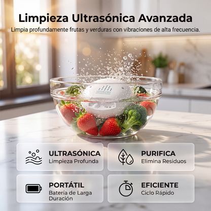 🔥Oferta Especial 50% DE DESCUENTO🔥 Lavador portátil ultrasónico de frutas y verduras - Recargable por USB, ayuda a limpiar los productos agrícolas, ideal para hogar y viajes 🥬