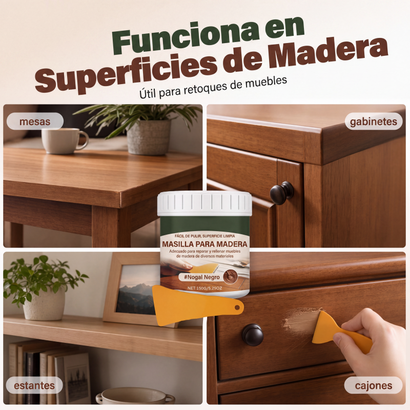 🔥VENTA FLASH🔥 Masilla de reparación para madera: rellena grietas y desportilladuras, alisa superficies, se integra a la madera oscura – ¡Aplicación sencilla!
