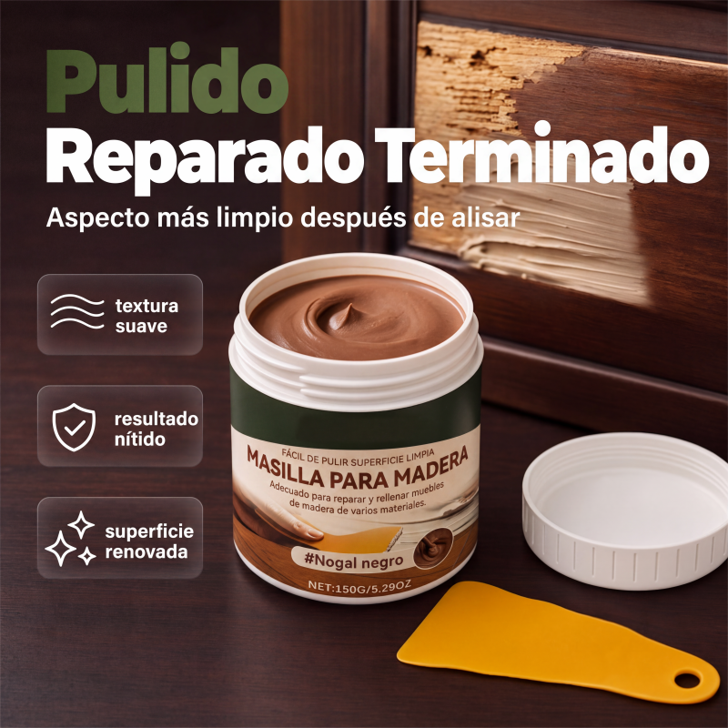 🔥VENTA FLASH🔥 Masilla de reparación para madera: rellena grietas y desportilladuras, alisa superficies, se integra a la madera oscura – ¡Aplicación sencilla!