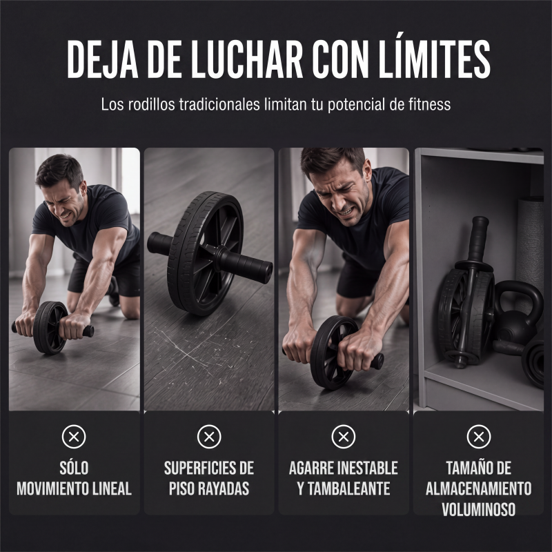 Rueda de abdominales con alfombrilla protectora para rodillas