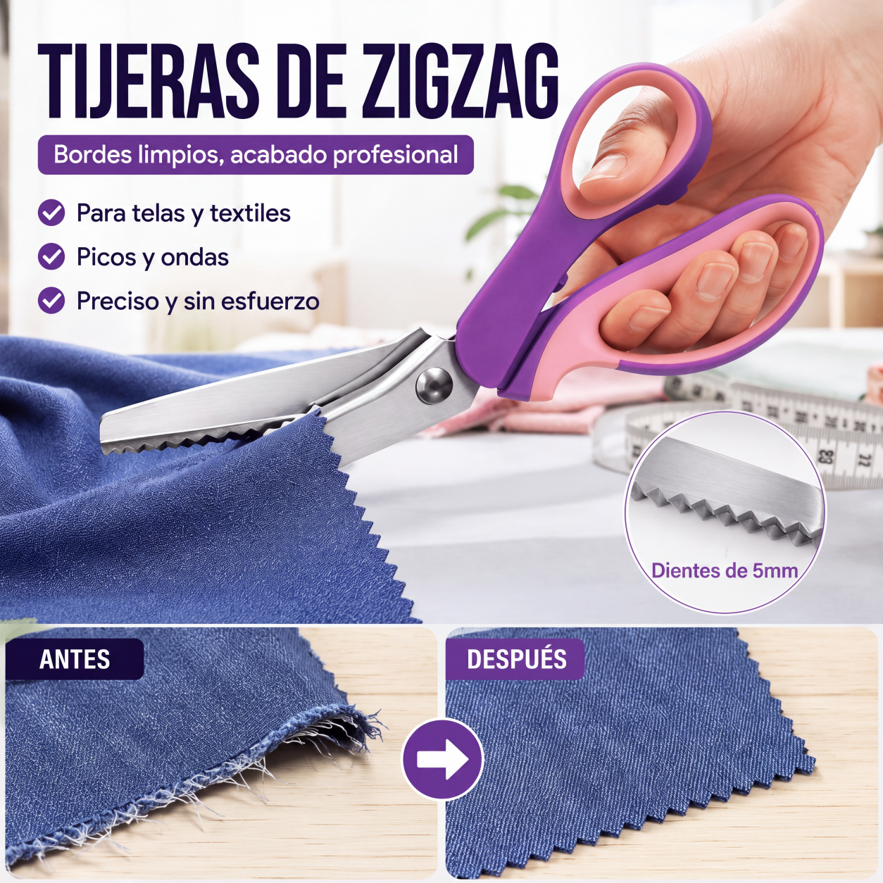 📢📢¡50 % de descuento!!🥳✨Tijeras zigzag multiusos, tijeras dentadas✂️🧵