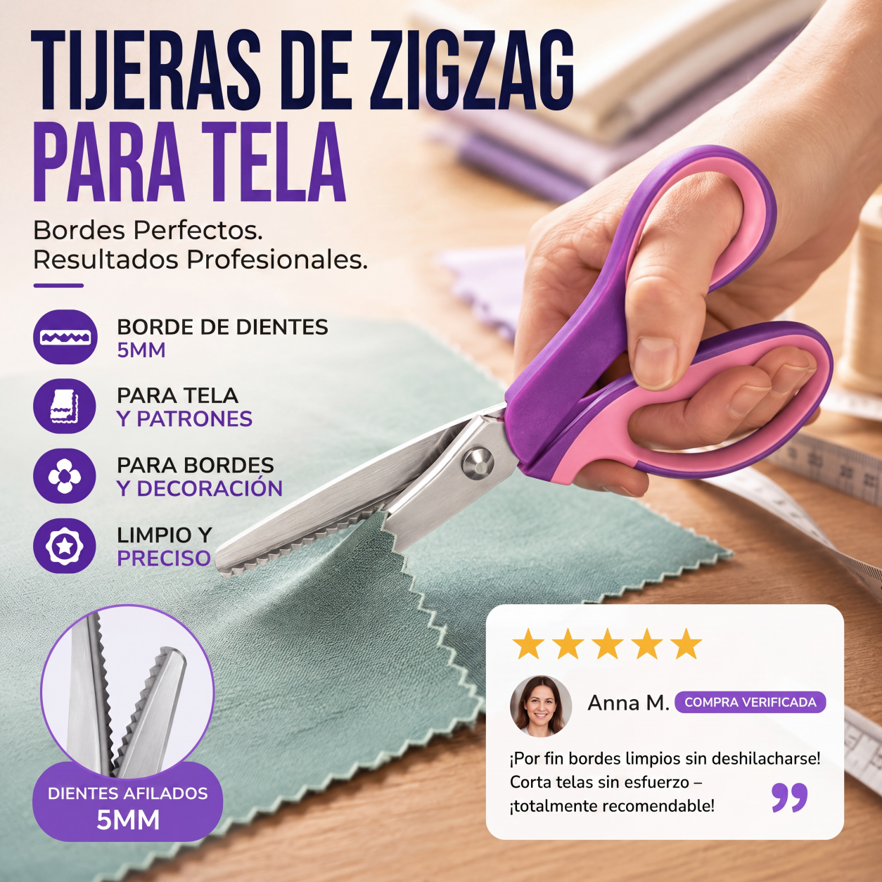 📢📢¡50 % de descuento!!🥳✨Tijeras zigzag multiusos, tijeras dentadas✂️🧵