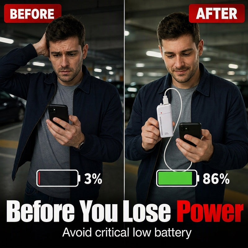 Cargador Portátil de Emergencia, Power Bank Alimentado con Pilas AA con Linterna LED