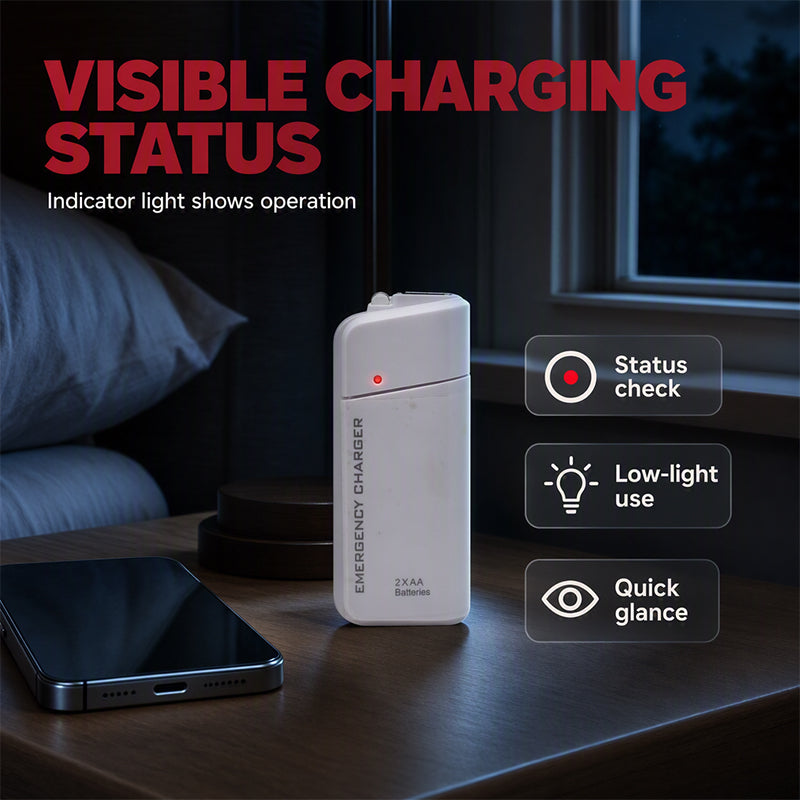 Cargador Portátil de Emergencia, Power Bank Alimentado con Pilas AA con Linterna LED