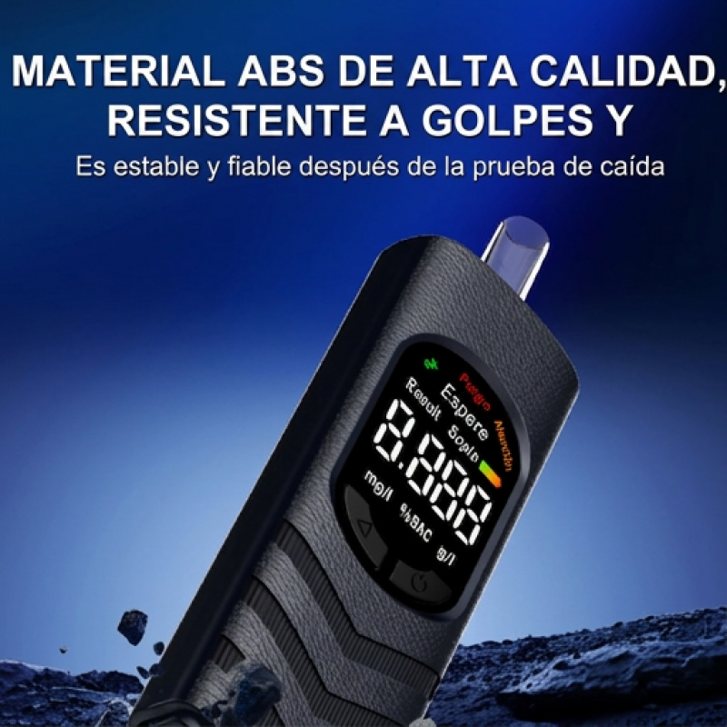 Probador de alcohol recargable con pantalla LCD y difusión de voz