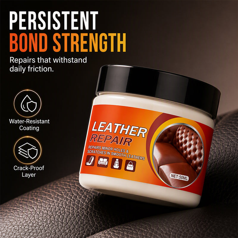 🛋️ ¡50% DE DESCUENTO AHORA! Crema reparadora de cuero multifuncional — Restaurador profesional de cuero sin fisuras, bálsamo para recuperar la textura para sofás, asientos de coche, bolsos y zapatos