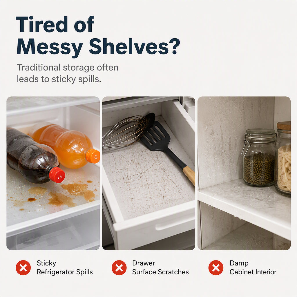 🧊 ¡50% DE DESCUENTO AHORA! 🛡️ Protectores impermeables para estantes del refrigerador – Antideslizantes, fáciles de limpiar y aptos para alimentos – Mantienen los estantes frescos y organizados ✨