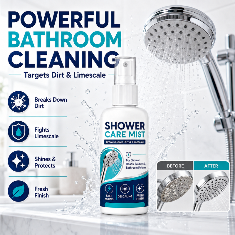 🚿✨Spray quitacal para ducha de acción rápida: elimina depósitos minerales persistentes y manchas de agua dura. Recupera el brillo y el flujo del agua, ¡solo rocía y limpia! 🧼💪