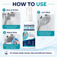 🚿✨Spray quitacal para ducha de acción rápida: elimina depósitos minerales persistentes y manchas de agua dura. Recupera el brillo y el flujo del agua, ¡solo rocía y limpia! 🧼💪