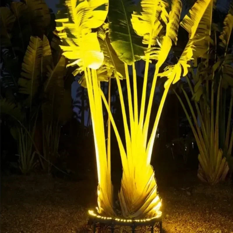 🌳💡 Luces solares en forma de árbol con anillo – Focos exteriores resistentes a la intemperie, ideales para árboles, columnas y jardines