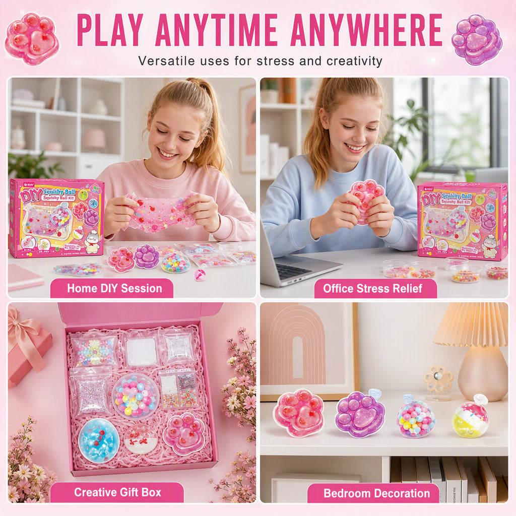 🔥 ¡50% DESCUENTO! 🧁 Kit de juguete antiestrés tipo helado frito DIY con diseño de garra de gato para niños