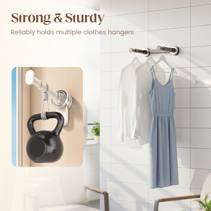 Soporte para perchas plegable, extensible con ventosas