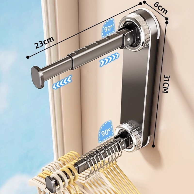 Soporte para perchas plegable, extensible con ventosas