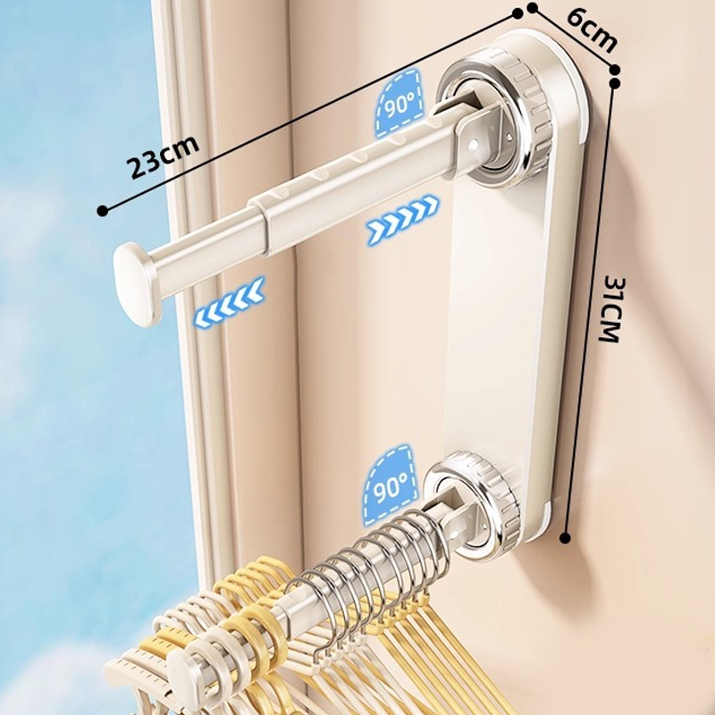 Soporte para perchas plegable, extensible con ventosas