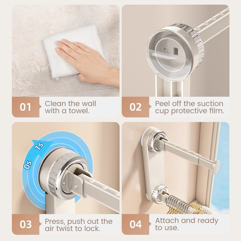 Soporte para perchas plegable, extensible con ventosas