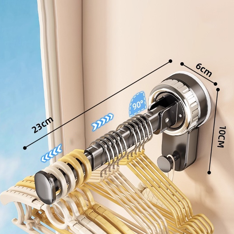 Soporte para perchas plegable, extensible con ventosas