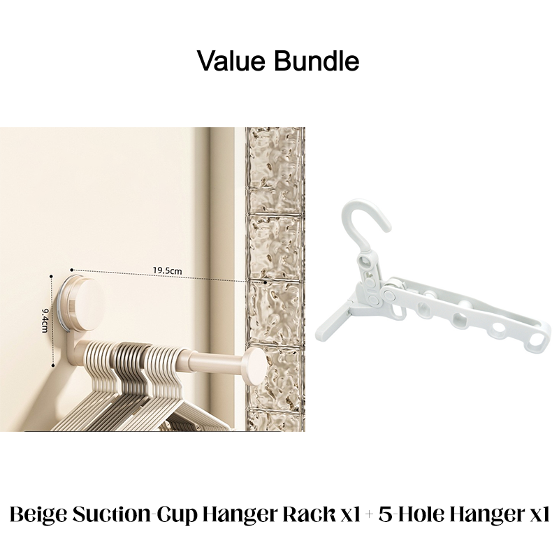 Soporte para perchas plegable, extensible con ventosas