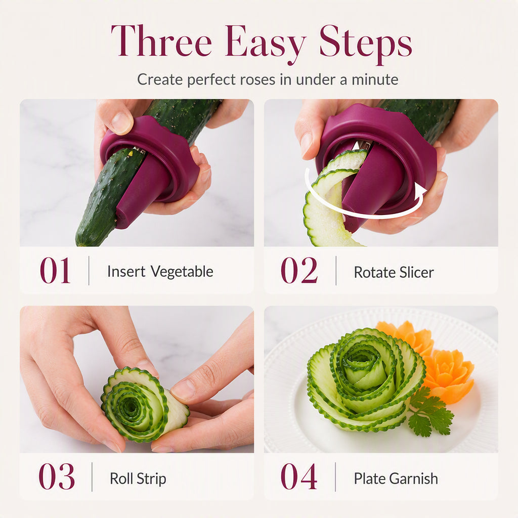🥕✨Espiralizador y rizador manual de verduras para tallar rosas — ¡Convierte las zanahorias en rosas al estilo de restaurante en 60 segundos! 🌹🍽️