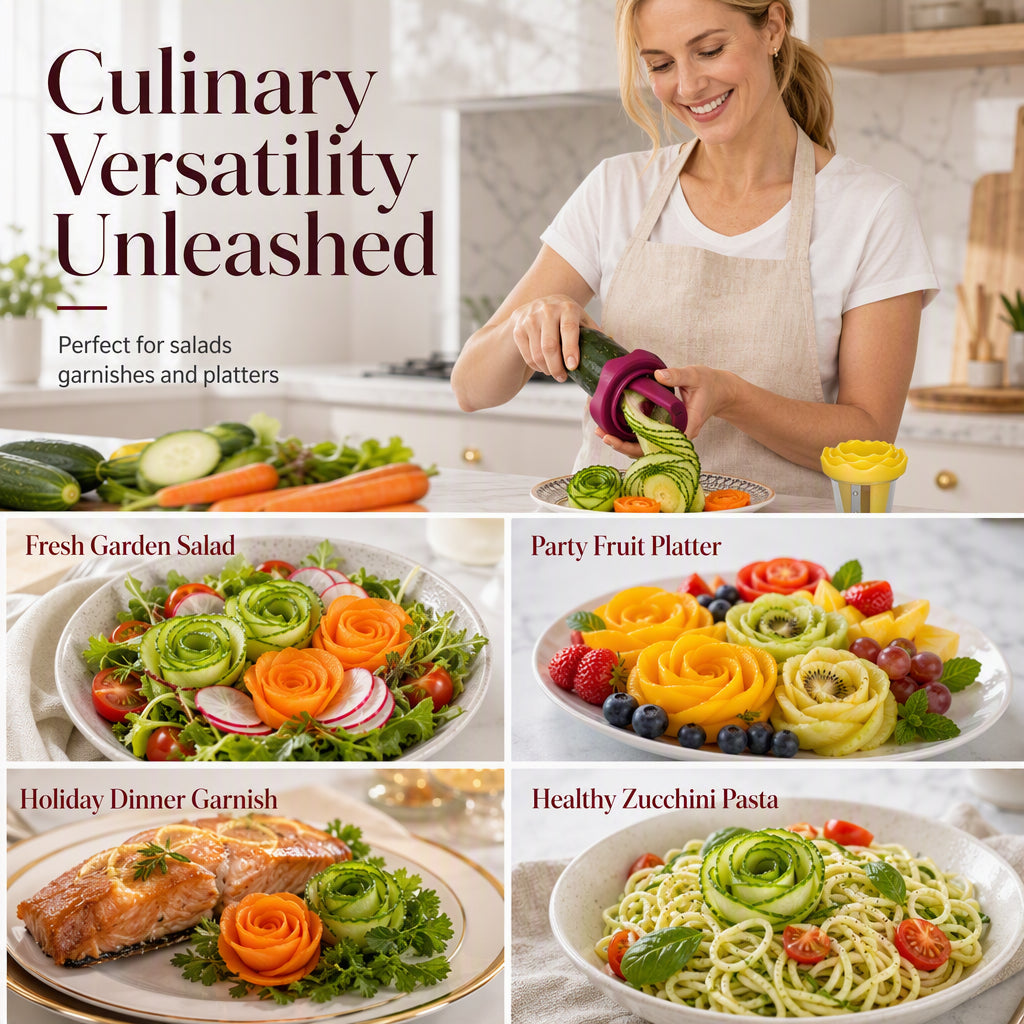 🥕✨Espiralizador y rizador manual de verduras para tallar rosas — ¡Convierte las zanahorias en rosas al estilo de restaurante en 60 segundos! 🌹🍽️