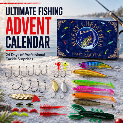 Calendario de Adviento de Navidad con señuelos de pesca, set de caja sorpresa con minnow, popper y cucharas