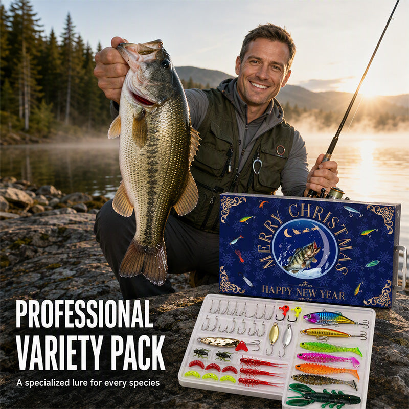 Calendario de Adviento de Navidad con señuelos de pesca, set de caja sorpresa con minnow, popper y cucharas