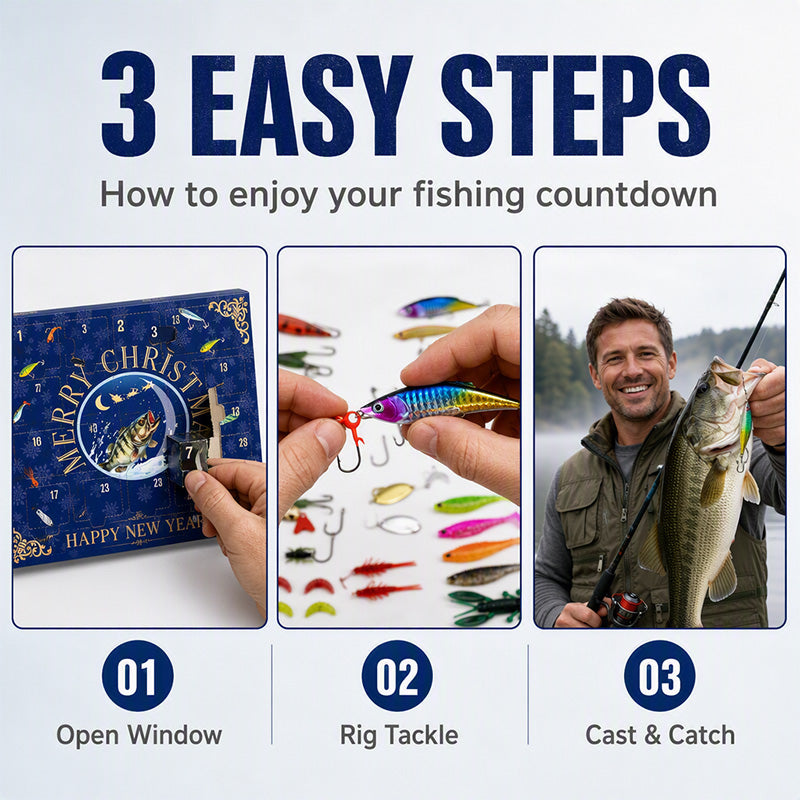 Calendario de Adviento de Navidad con señuelos de pesca, set de caja sorpresa con minnow, popper y cucharas