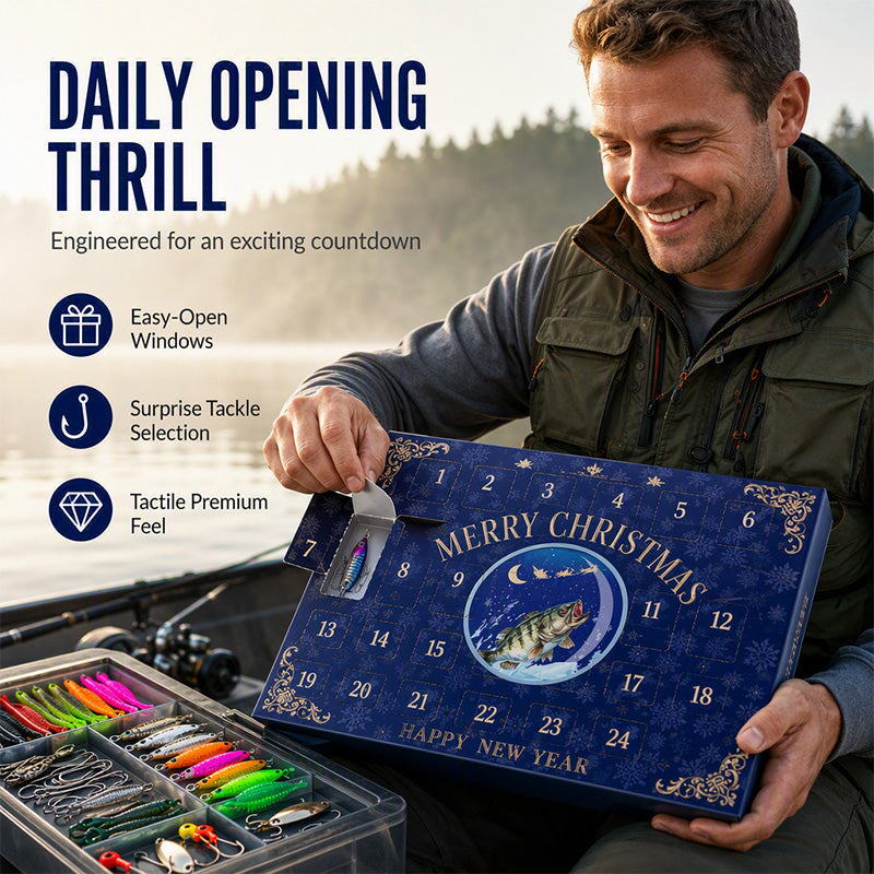 Calendario de Adviento de Navidad con señuelos de pesca, set de caja sorpresa con minnow, popper y cucharas