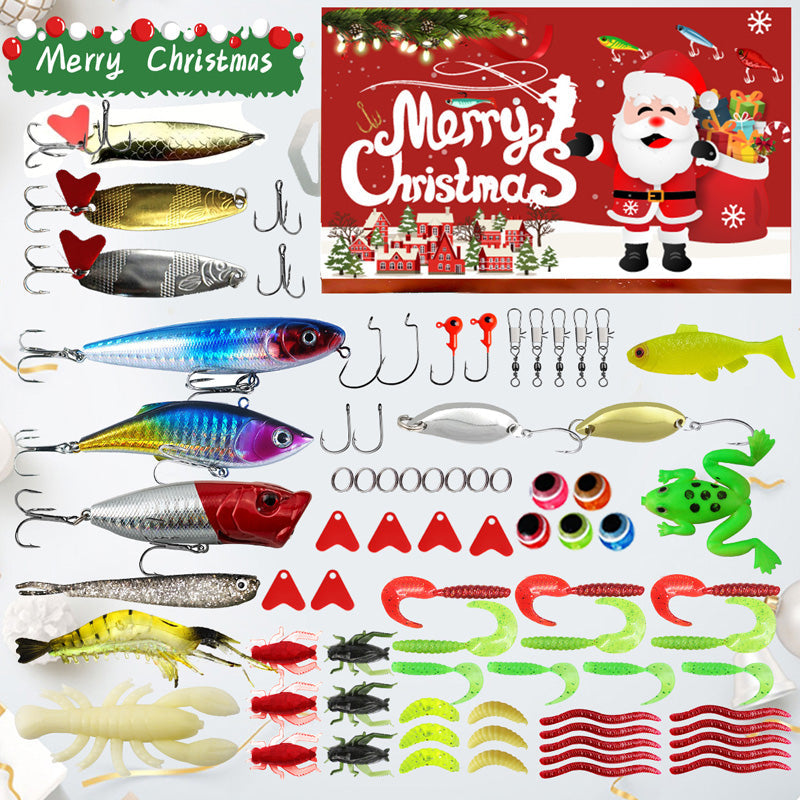 Calendario de Adviento de Navidad con señuelos de pesca, set de caja sorpresa con minnow, popper y cucharas