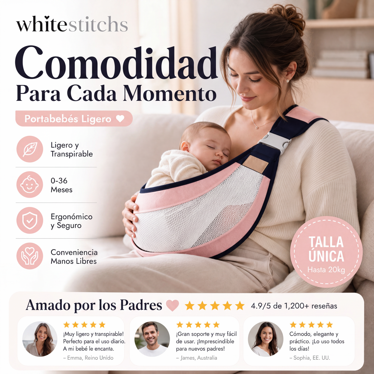 🎉 ¡Oferta 2026 — ¡Más de 30.000 unidades vendidas! 👶 Portabebés transpirable 4 en 1 – 0-36 meses, uso frontal, espalda, hacia adentro y hacia afuera – ¡Comodidad sin manos para padres y bebé! ✨