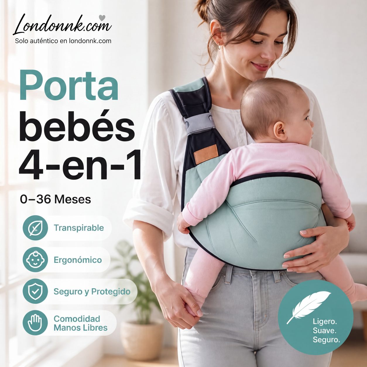 🎉 Rebajas 2026 — ¡Más de 30.000 unidades vendidas! 👶 Portabebés transpirable 4 en 1 – Para 0-36 meses, uso en posición delantera/trasera, orientado hacia adentro/hacia afuera – ¡Comodidad de manos libres para padres y bebés! ✨
