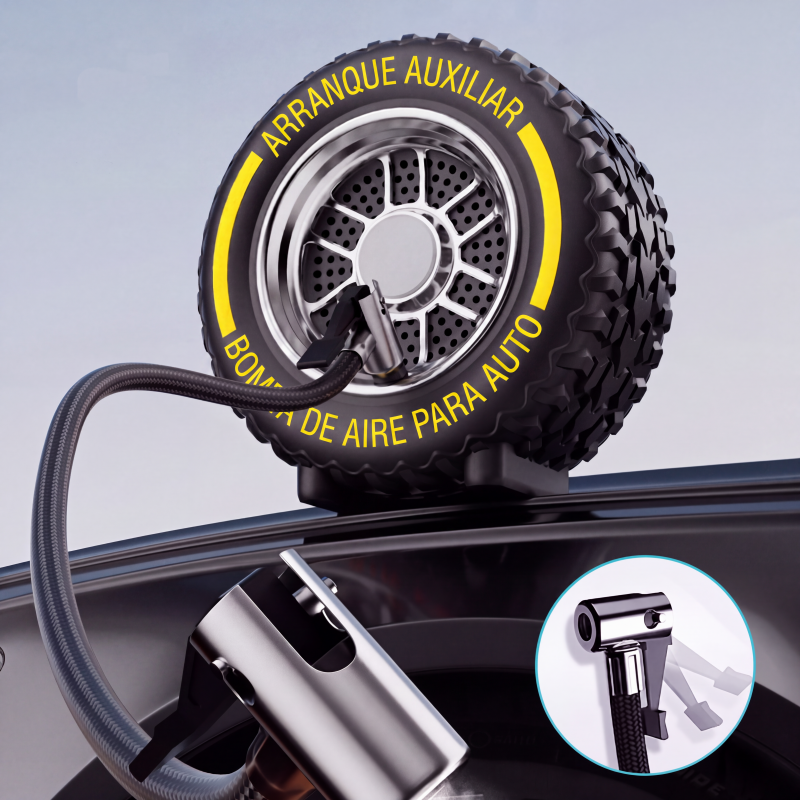 📢📢¡50% DE DESCUENTO! ⏰ 2 en 1: Arrancador de batería + Inflador de neumáticos 🔋 — Compresor portátil potente, compacto y fiable ⚡ Ideal para emergencias viales 🛠️
