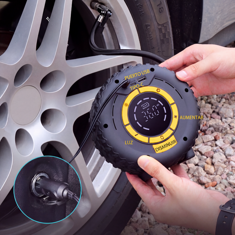 📢📢¡50% DE DESCUENTO! ⏰ 2 en 1: Arrancador de batería + Inflador de neumáticos 🔋 — Compresor portátil potente, compacto y fiable ⚡ Ideal para emergencias viales 🛠️