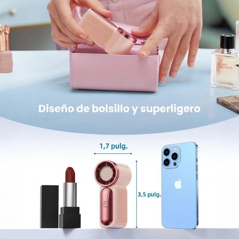 🌀💨 Mini ventilador portátil con pantalla LED – 👍 Ventilador de bolsillo turbo de 5 velocidades. ✨ Recargable por USB, enfriamiento rápido ideal para viajes y maquillaje. Regalo perfecto. Refrigeración portátil.