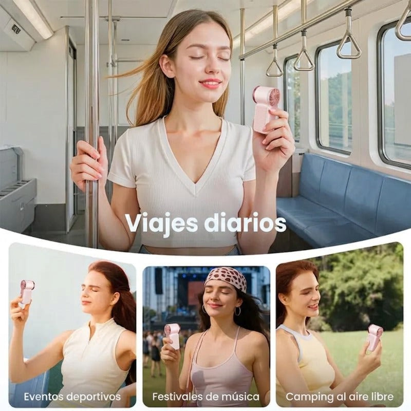 🌀💨 Mini ventilador portátil con pantalla LED – 👍 Ventilador de bolsillo turbo de 5 velocidades. ✨ Recargable por USB, enfriamiento rápido ideal para viajes y maquillaje. Regalo perfecto. Refrigeración portátil.