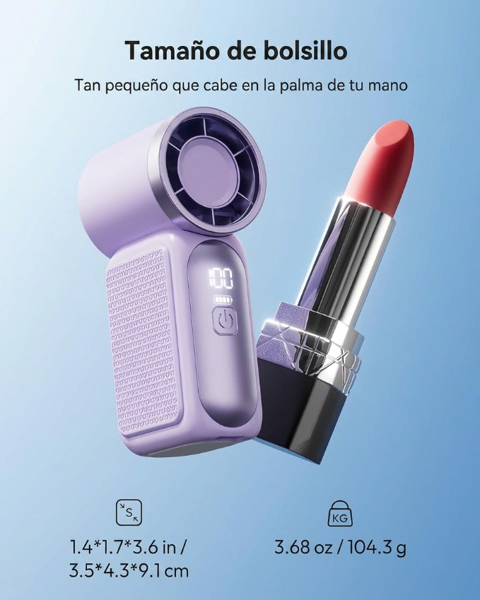 🌀💨 Mini ventilador portátil con pantalla LED – 👍 Ventilador de bolsillo turbo de 5 velocidades. ✨ Recargable por USB, enfriamiento rápido ideal para viajes y maquillaje. Regalo perfecto. Refrigeración portátil.