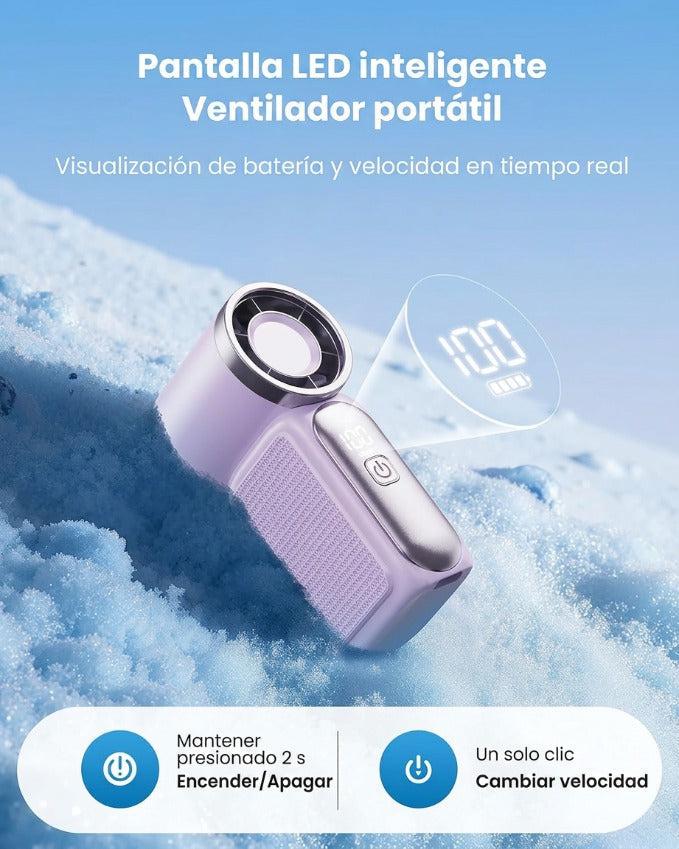 🌀💨 Mini ventilador portátil con pantalla LED – 👍 Ventilador de bolsillo turbo de 5 velocidades. ✨ Recargable por USB, enfriamiento rápido ideal para viajes y maquillaje. Regalo perfecto. Refrigeración portátil.
