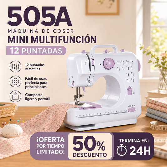 Máquina de Coser Multifunción con Puntada Overlock