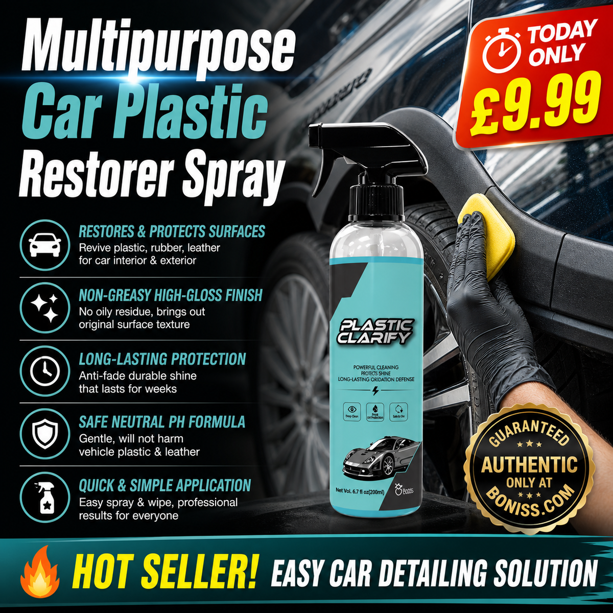 🔥🔥Spray Restaurador de Plástico para Coche Multiusos y Eficiente